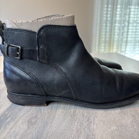 UGG Women’s Demi Leather Full Zip Ankle Booties Round Toe Black US 8 - Picture 8 of 13